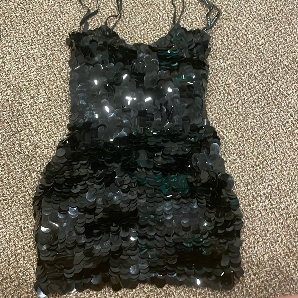 Express sequin spaghetti strap dress